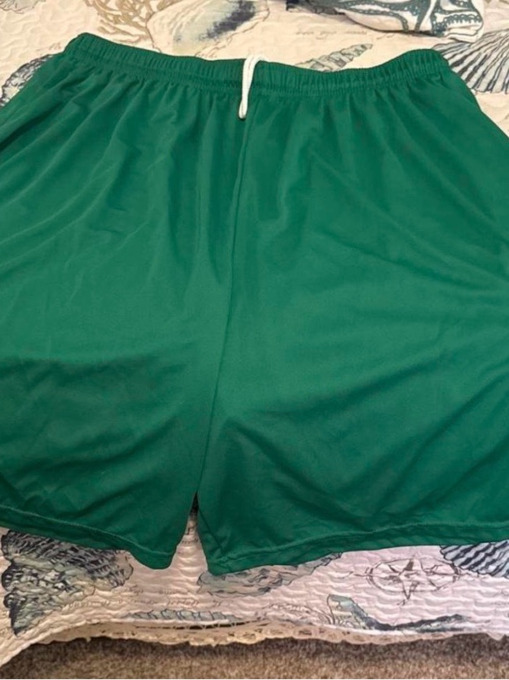 Men's Green Performance Athletic Shorts with Drawstring Waist